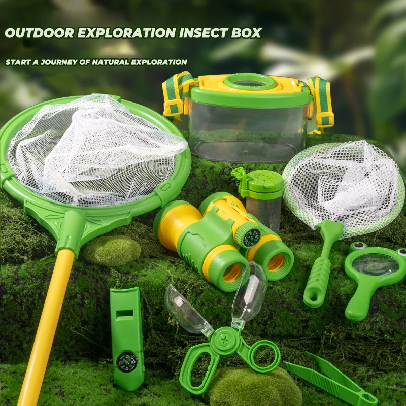 Kids Outdoor Nature Exploration Toys Set Insect Collector Fishing Net Telescope Student Kindergarten Exploring Learning Tools