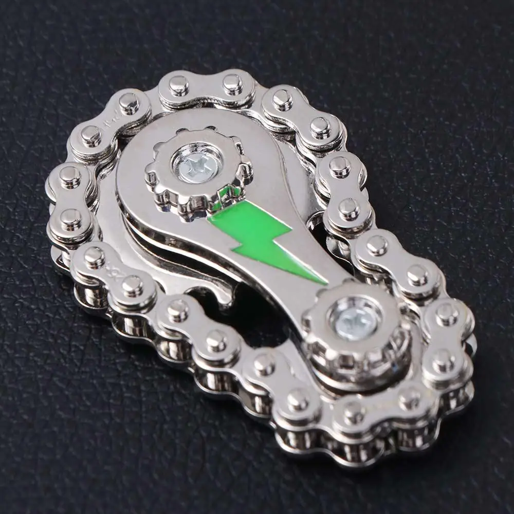 Luminosa fidget spinner correntes engrenagem de metal mão spinner corrente engrenagem criativa na moda roda engrenagem corrente giroscópio adulto