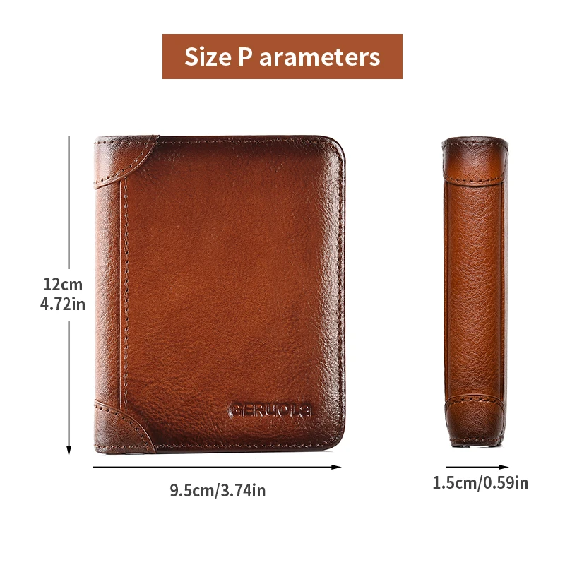 Mens Wallet  Genuine Leather RFID Blocking Card Holders Cowhide Trifold wallets for men GIFT Festival gifts