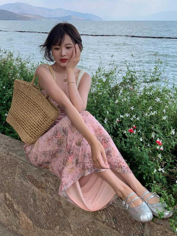 Bloemen V-Ne ter Dr Vrouwen Zomer Me Nieuwe Zachte Sle Midi Strakke Bodycon Rok A-lijn Rok No-Slee vakantie Sle