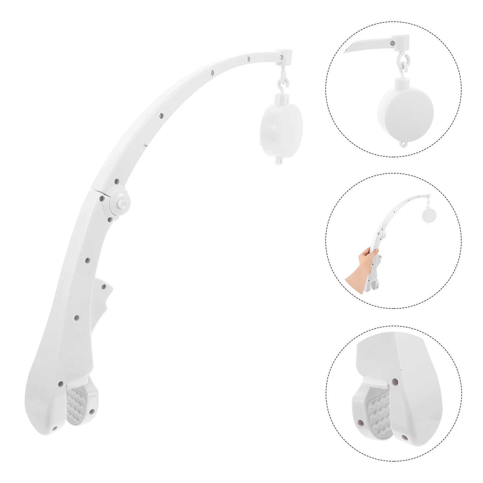 

Baby Cot Mobile Crib Hanging Bell Arm for Padding Sides Attachment Clamp Rattles Bracket Toys White Bed Floor Newborn