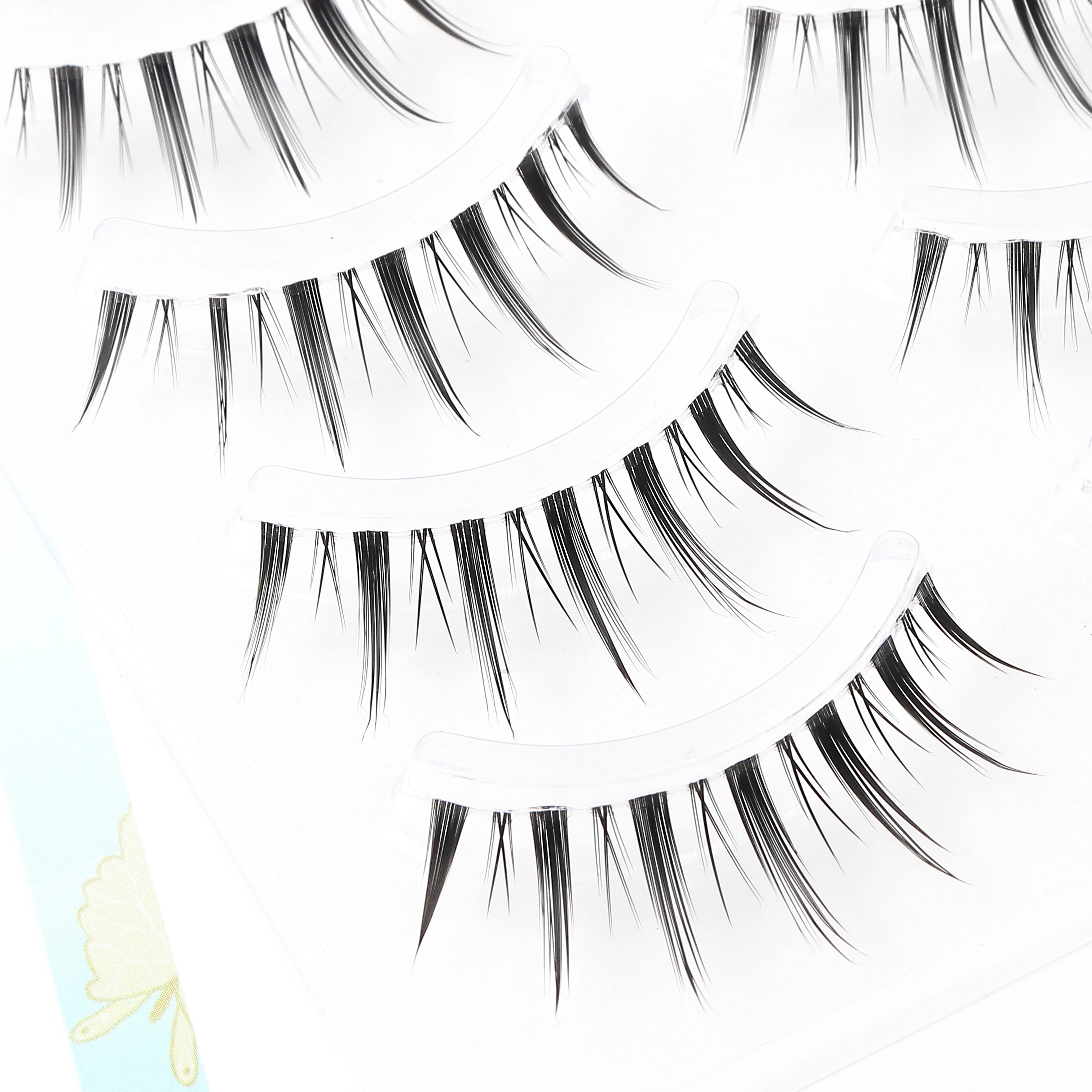 5 Paar Anime-Wimpern mit transparentem Stiel, unsichtbare Manga-Wimpern, natürliche falsche Wimpern für Make-up – Detail 3