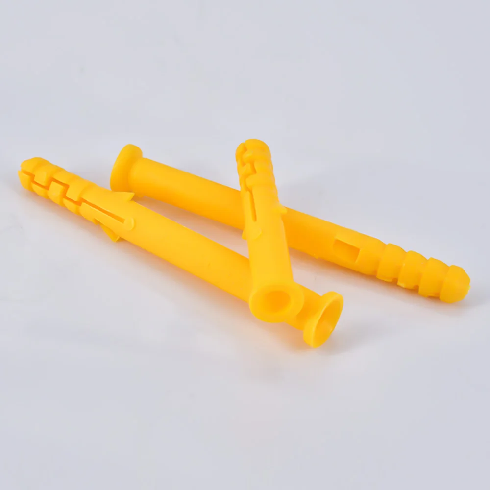 M6 M8 M10 عمود أنبوب توسيع البلاستيك الأصفر إطار توصيل الحائط الخرساني مثبت أنبوب المراسي المثبتة على الحوائط الجافة 20 قطعة