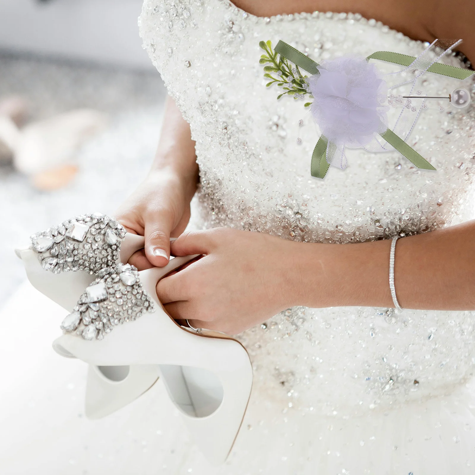 Squisita sposa damigella d'onore fiore all'occhiello colore fresco accessorio da sposa artificiale romantico puntello per foto per matrimonio da uomo dello sposo