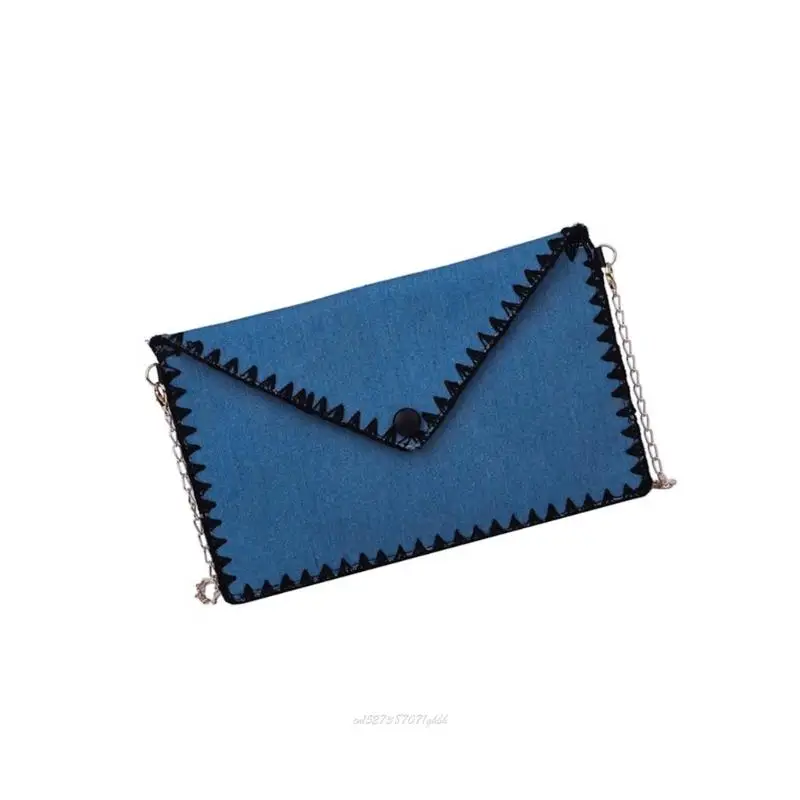 

X5XA Lace Trim Clutch Purse With Detachable Chain Strap Casual Canvas Crossbody Bag For Women