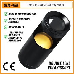 High Quality Portable LED Polariscope with 28mm Diameter Built-in Lamp Optical Glass Aluminum Body Dual Lens Jeweler Tool