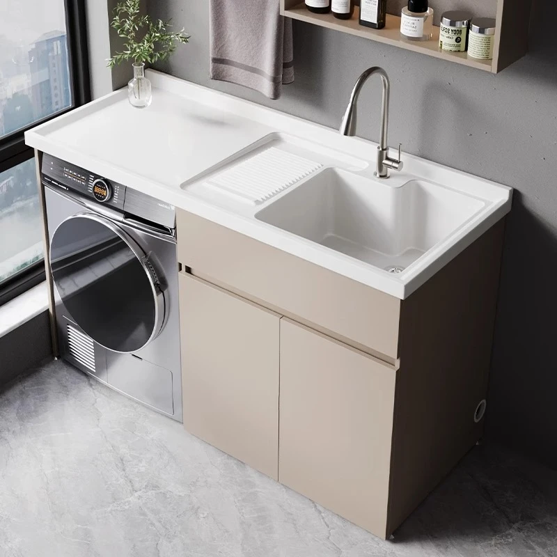 

Roller washing machine integrated balcony cabinet significant other combination honeycomb aluminum wash basin laundry pool