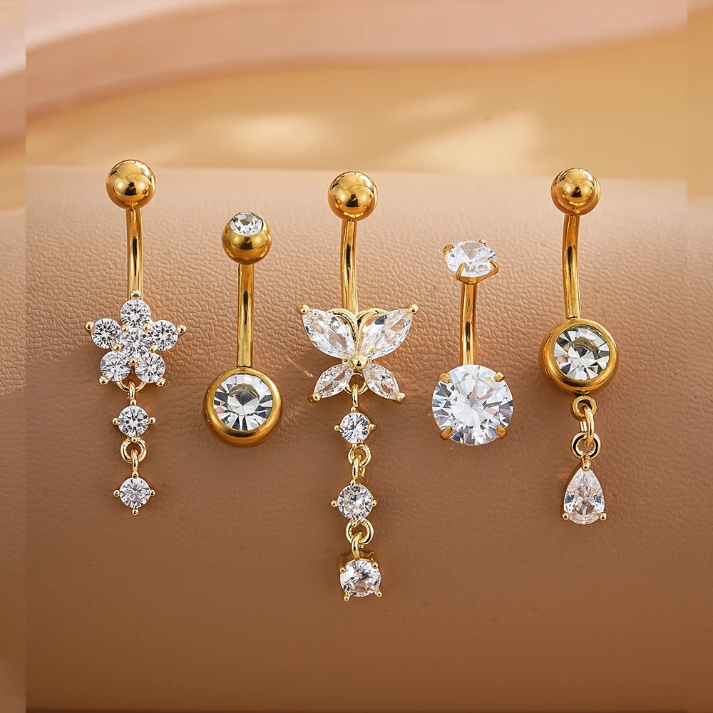 3-5pcs Mixed-Style Sets Dangle Belly Button Rings