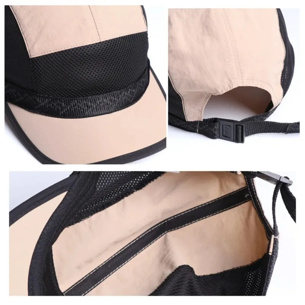 عارضة الرجعية شبكة قبعة بيسبول قصيرة حافة 5 لوحة الشمس قناع قبعة قابل للتعديل التجفيف السريع الأشعة فوق البنفسجية حماية قبعة للجنسين #5