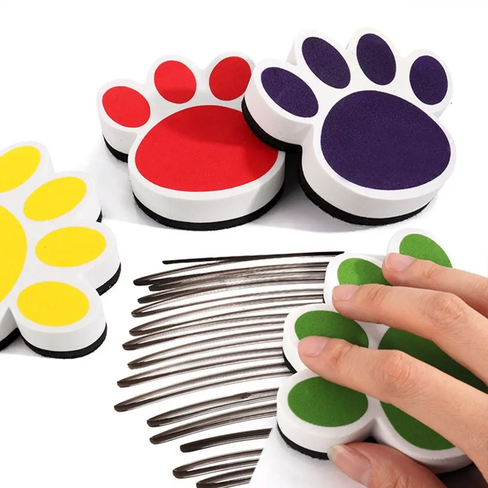 Cat's Paw Shape Felt Cloth Adsorbable Office Accessories Magnetic Whiteboard Erasers White Board Cleaner School Office Supplies