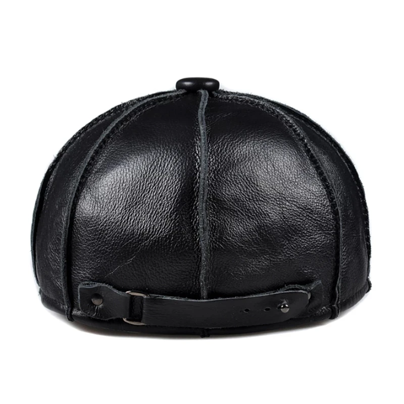 Octagonal Beret Hat Male Winter Warm Men\'s Cowhide Leather Elegant Fashion Student Tongue Cap Snapback Caps For Driver Cabbie