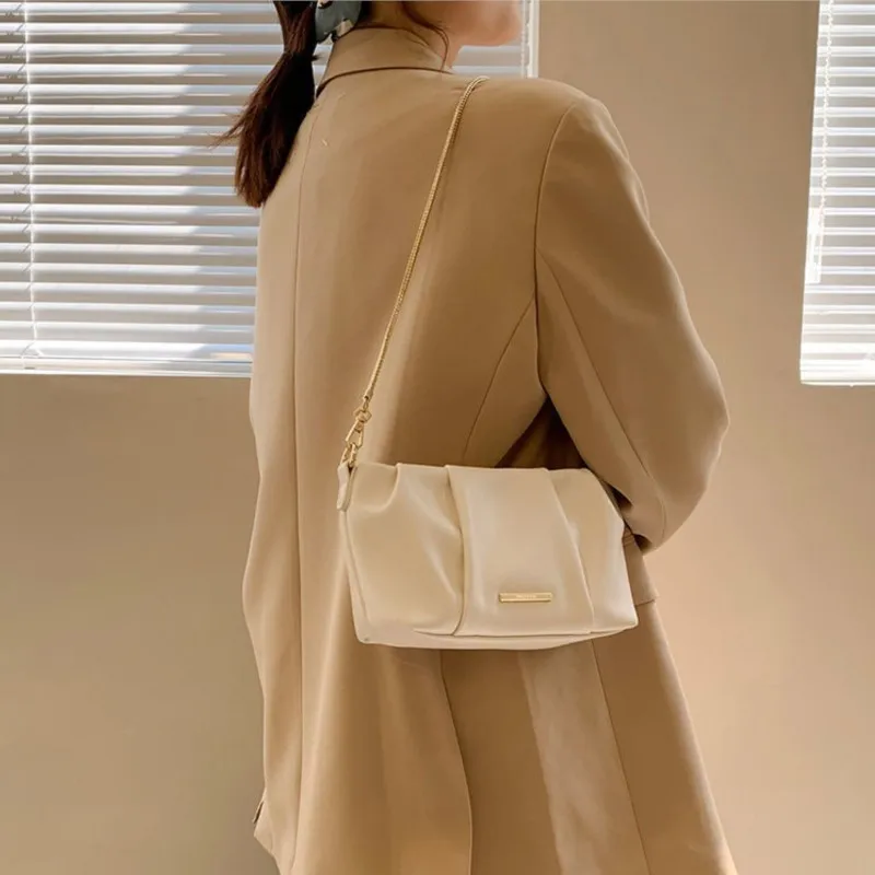 JIAERDI Elegant White Shoulder Bags Purse Women High Street Vintage Pu Leather Soft Handbag Female Retro Underarm Bag Ladies