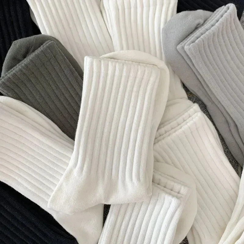 5 Paar Unisex-Socken aus reiner Baumwolle, schwarz, weiß, einfarbig, Designer-Socken, weich, atmungsaktiv, Outdoor-Sportsocken, Knöchelsocken, Business-Socken für Männer und Frauen – Detail 20