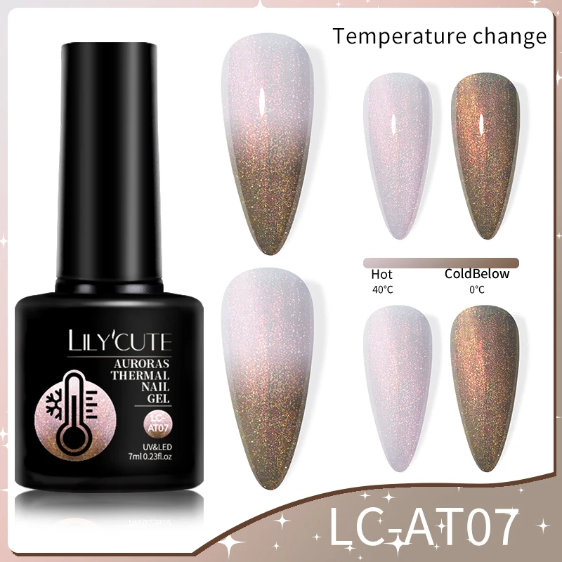 LILYCUTE 7ML Auroras Thermal Gel Nail Polish Nude Dark Colors Gradient Temperature Changing Semi Permanent Nail Art Gel Varnish