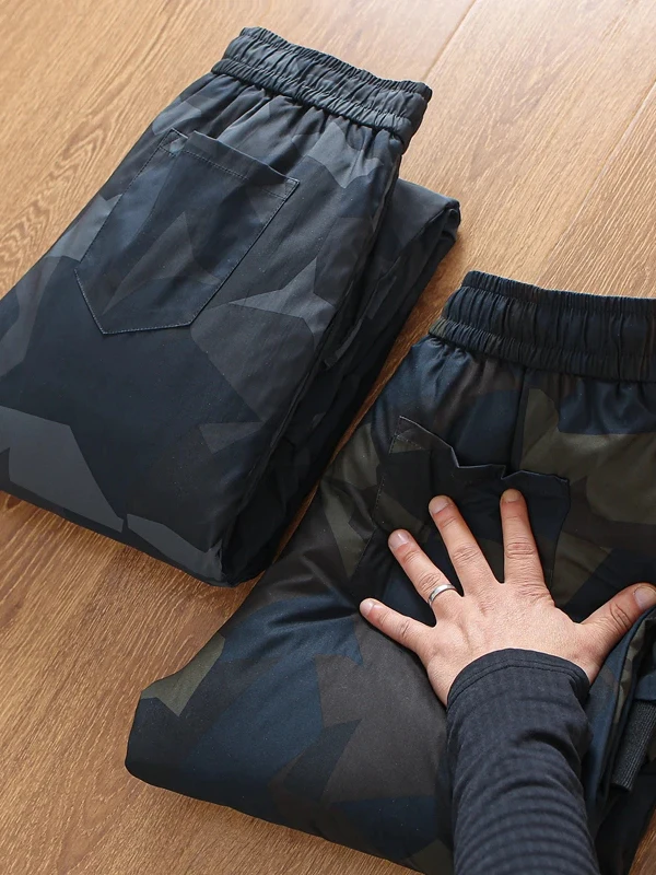 

Tech Fabric Men's down Pants Windproof Waterproof Cuffed Camouflage Casual Straight Leg Pants Polyester Fiber Autumn Season