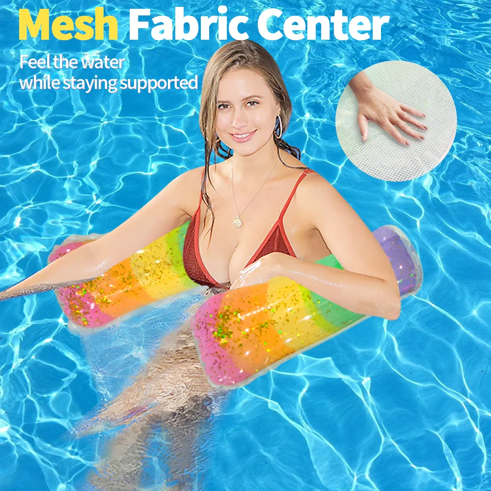1PC verdikte PVC opblaasbaar fruit hangend bed gradiënt sterrenhemel ontwerp opvouwbaar drijvend bed voor zwembad strand zomerfeest