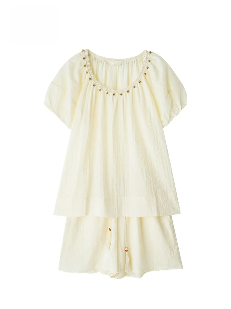 

Sweet GOFAR ort Sve Bubble Sve Top And orts Two Piece Set for Women Summer New Sle 4898 Profional Women's Pan...