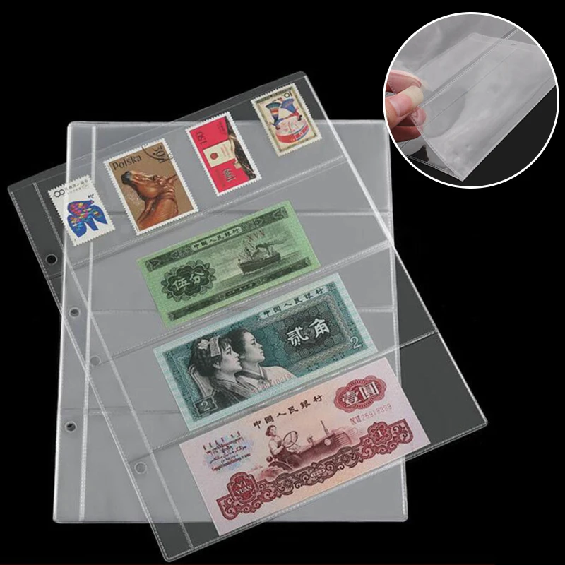 10pcs Paper Money Page Protector Banknotes Collector Currency Album Sleeves PVC Transparent Bill Note Book Leaf