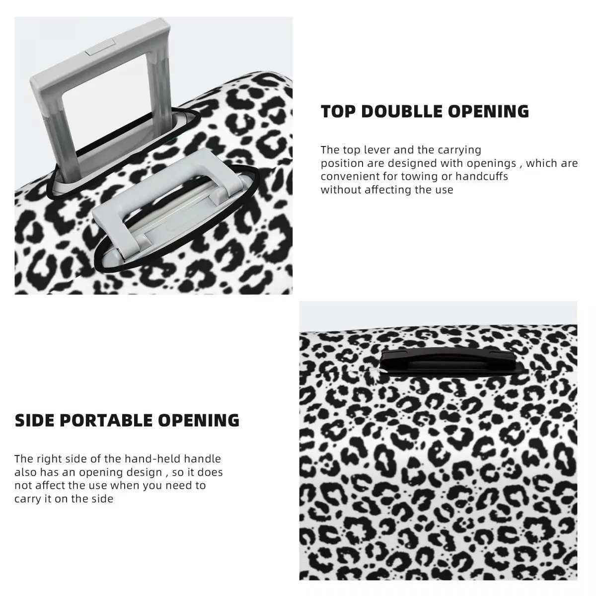 Black White Leopard Print Suitcase Cover Animale Snow Cheetah Fun Business Protection Luggage Case Vacation