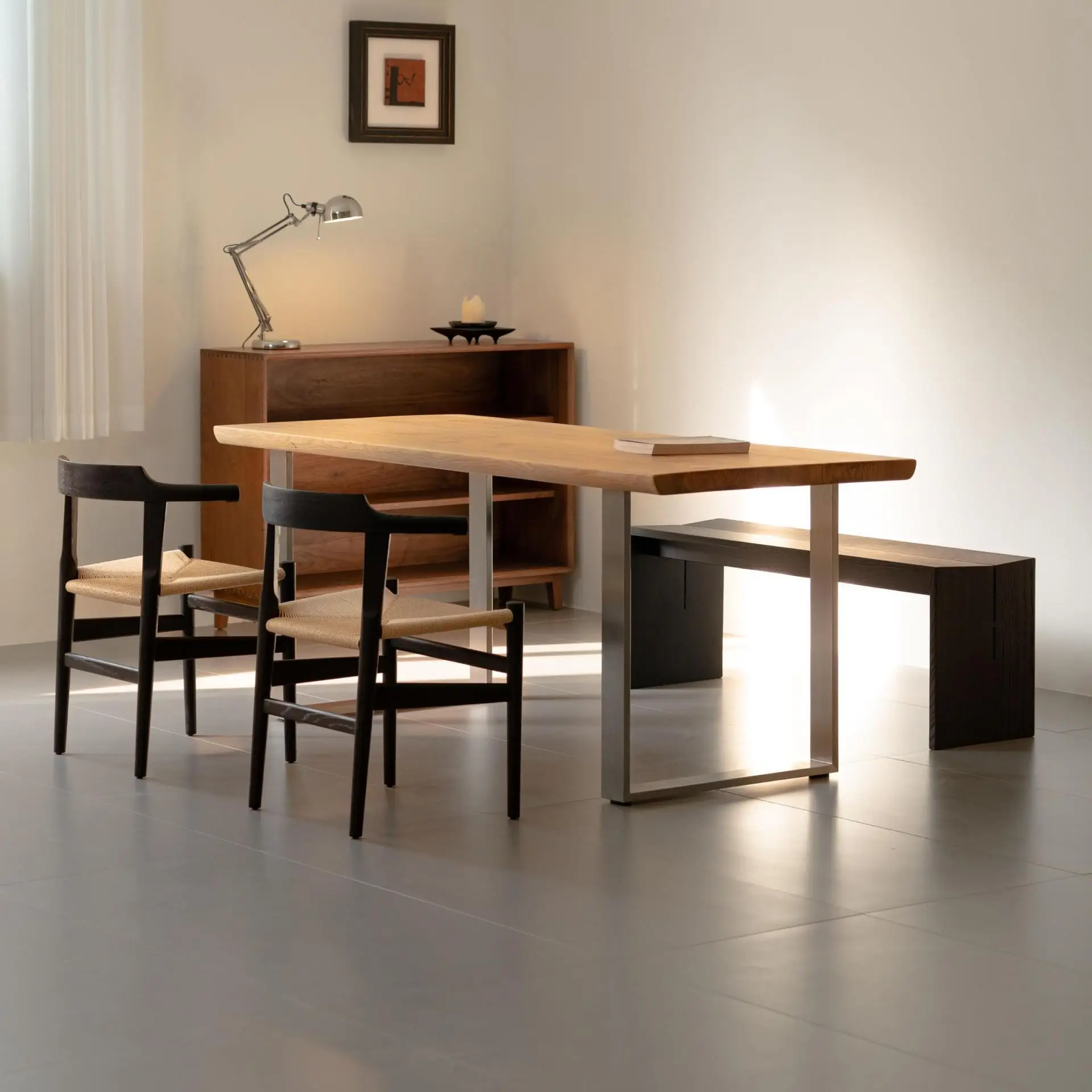 Nordic log large board dining table ash wood simple solid wood tea table