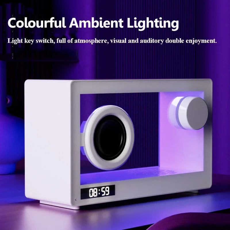 Transparente Lautsprecher, Heimdekoration, kabellose Spieluhr, HiFi, tragbare Uhr, Bluetooth-Lautsprecher, TF mit farbigem LED-Umgebungslicht