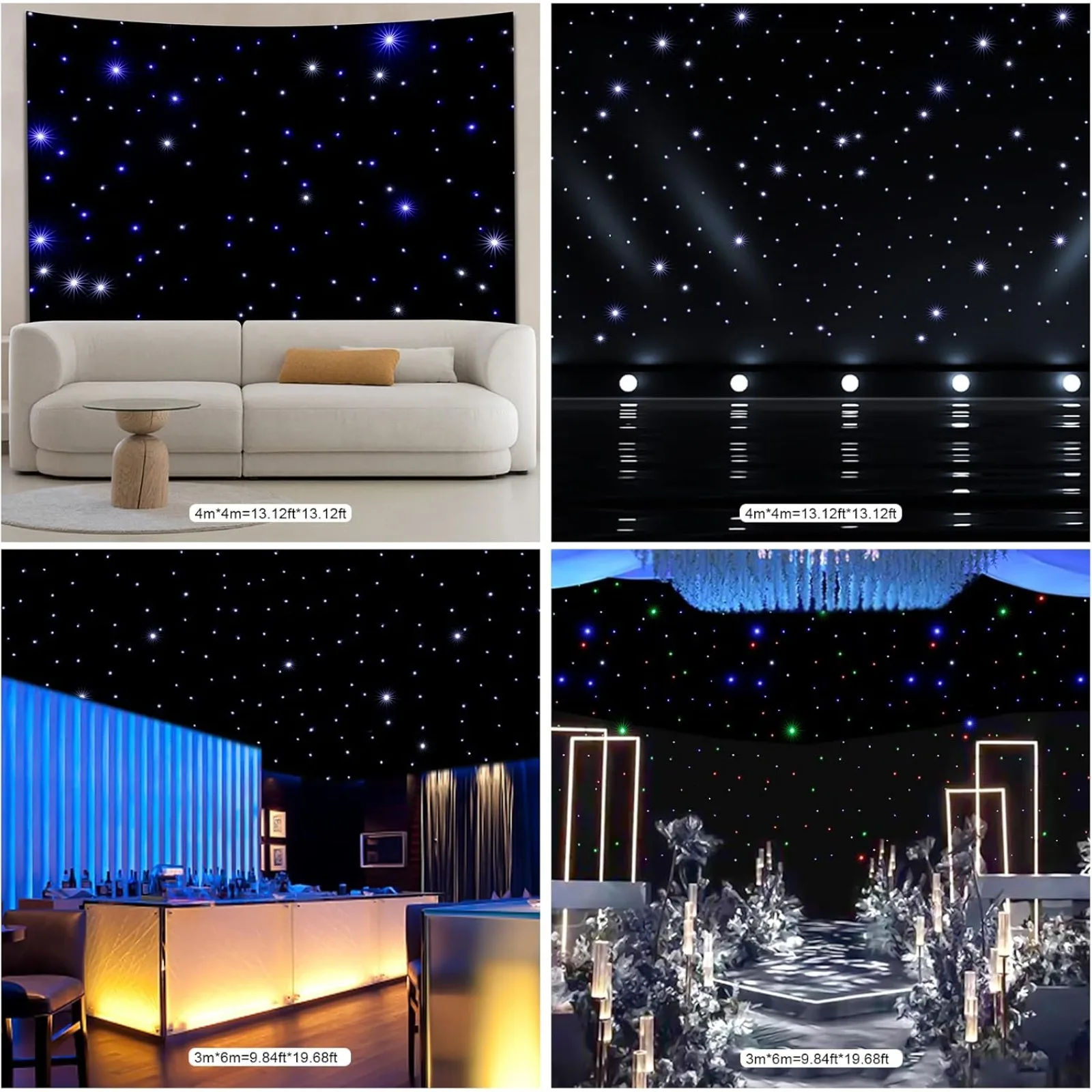 Cenário de luzes de cortina led 20 pés x 10 pés pano de palco led com controle dmx, cortina de estrela estrelada multifuncional