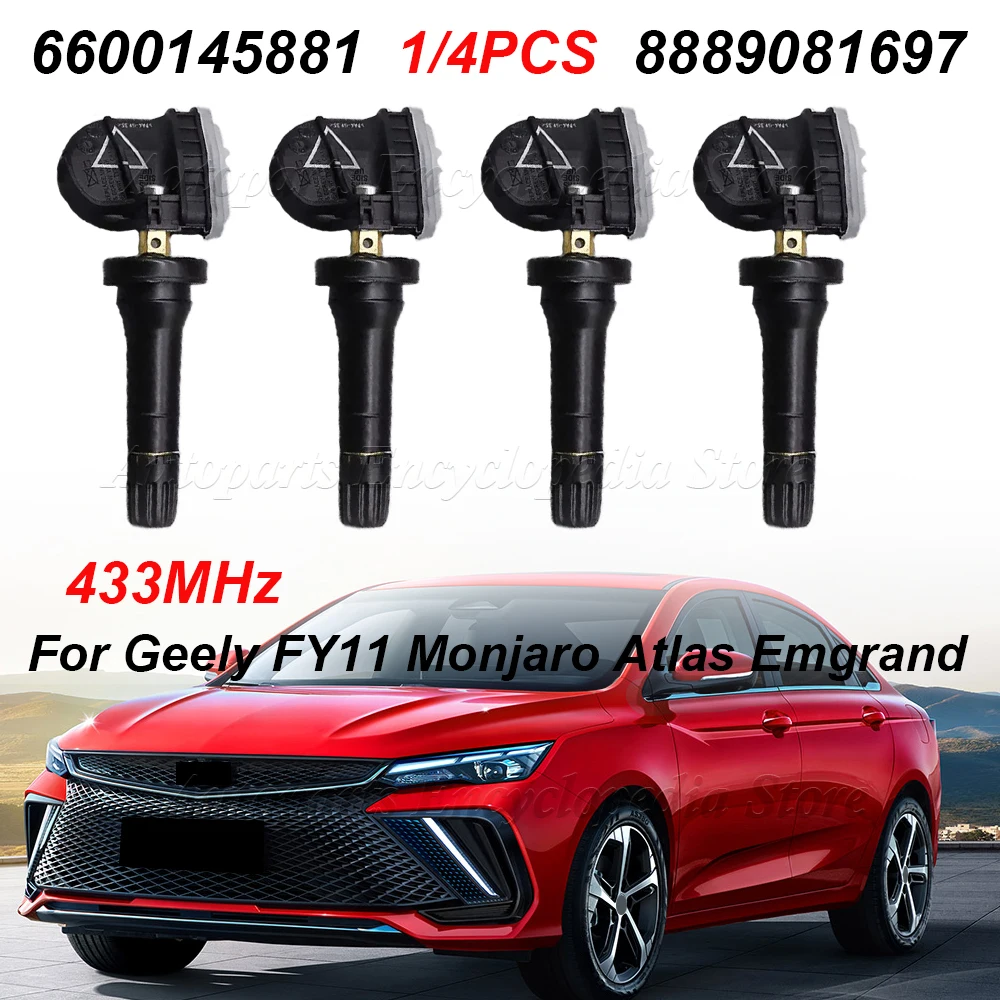 

Для Geely FY11 Monjaro Atlas Emgrand Manjaro Geometry A C 433 МГц 6600145881 Автомобильный датчик контроля давления в шинах TPMS 8889081697