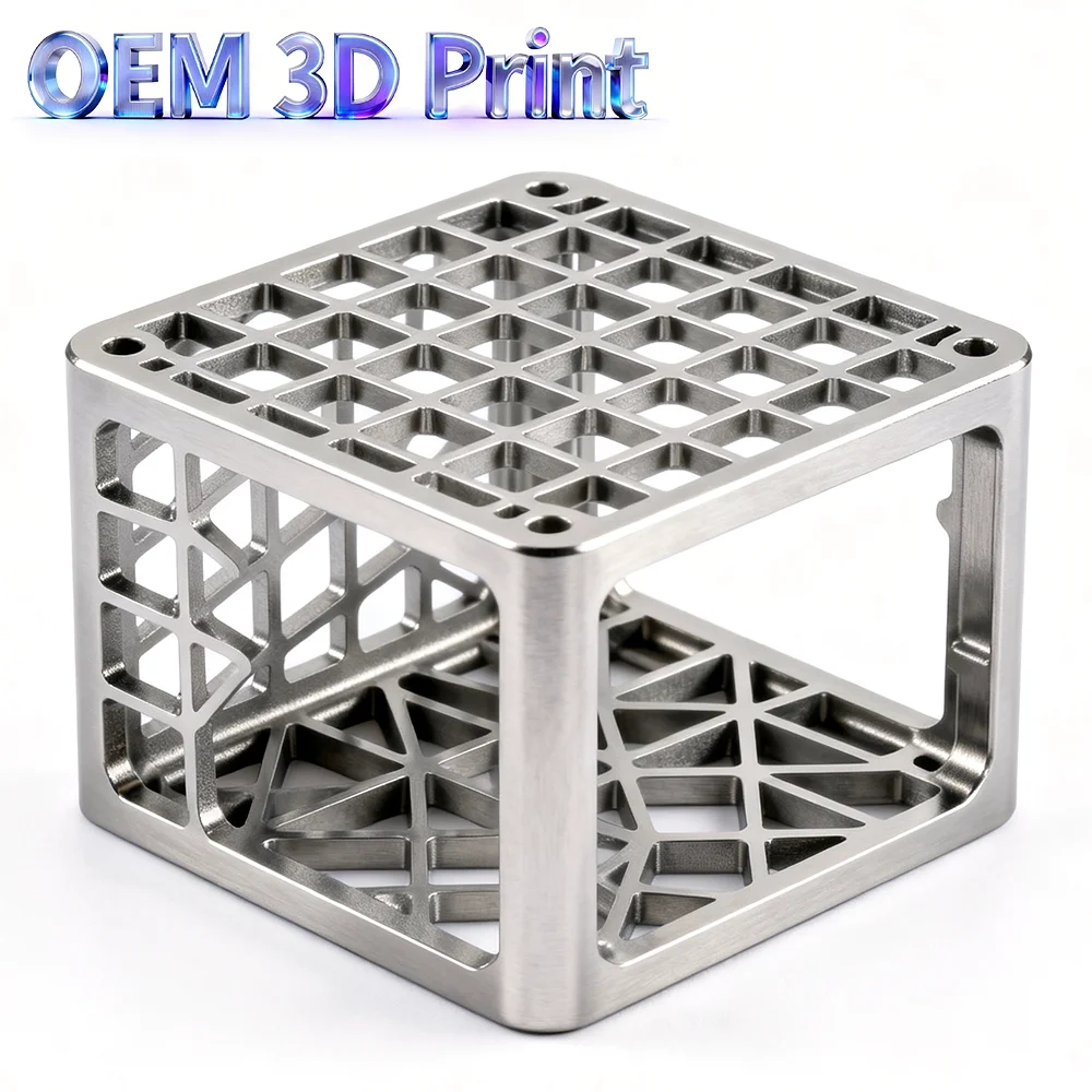 OEM Metal 3D Printing Stainless Steel Lattice Frame Hollow Cube Bracket Custom Lightweight Grid Structural Parts SLM Rapid