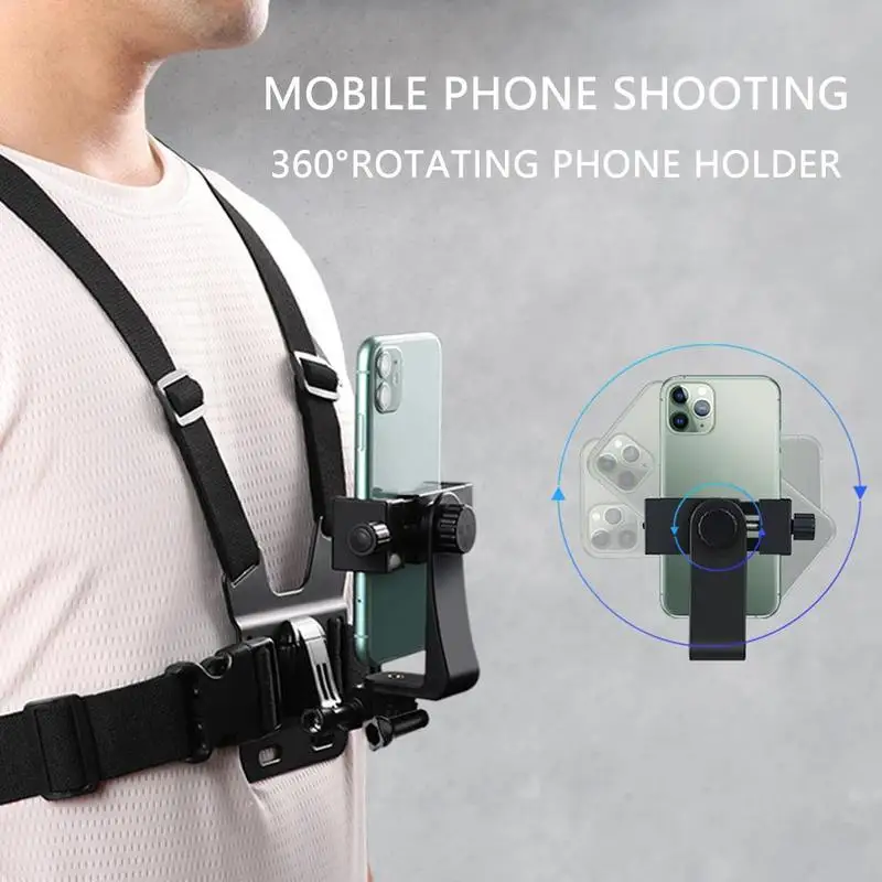 Camera Strap Phone Chest Mount Harness Strap Holder Adjustable For GoPro Hero For Insta360 For Xiaomi Straps Phone Clip Mount