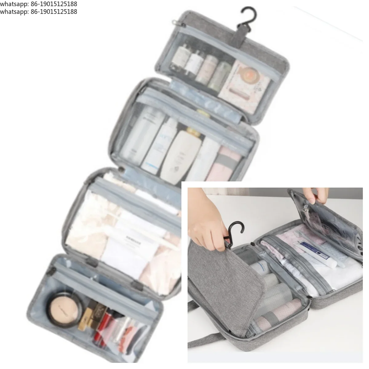 

Сумка для хранения с разделением на сухие и влажные отсеки, 4-слойная, портативная, водонепроницаемая, для косметики, большая вместимость.