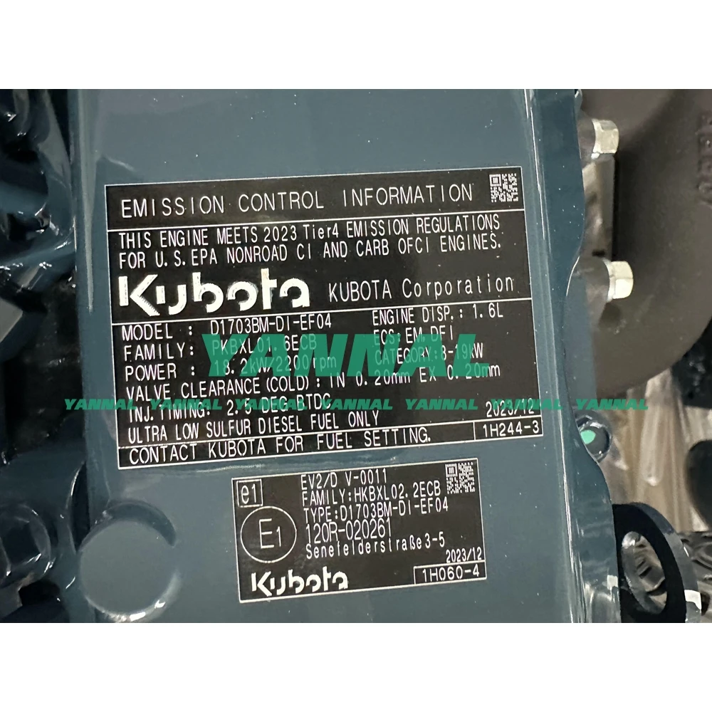 New D1703-DI Complete Engine Assembly Without Turbo BPY4663 18.2kw 2200RPM For Kubota Excavator Engine Parts