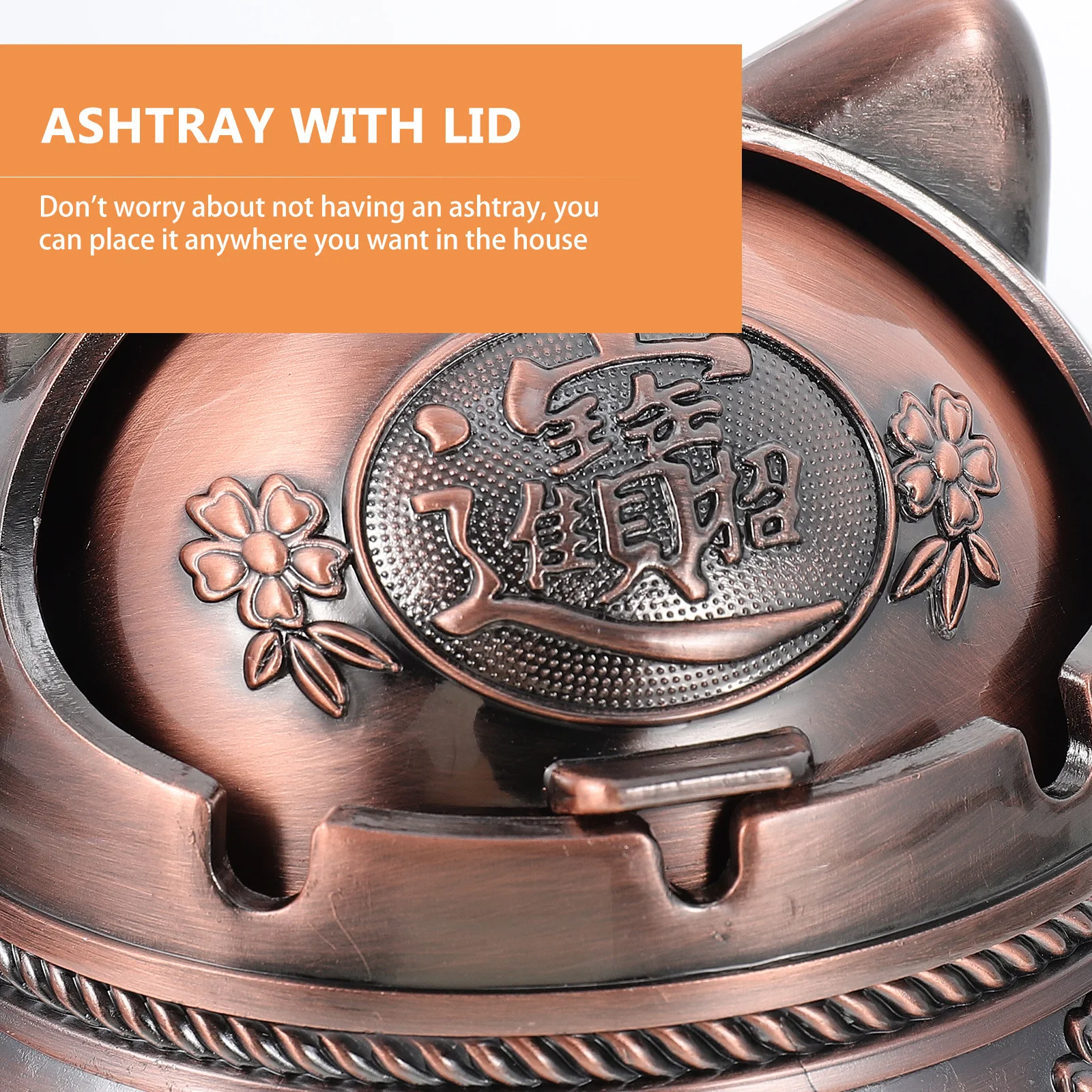 

Portable Zinc Alloy Ashtray Cat Design Smokeless Cigarette Device Easy Clean Home Office Bar Practical Metal Home Decor Long