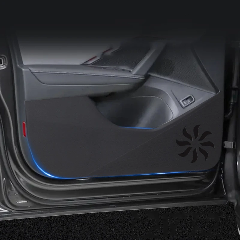 

For Volkswagen Tayron 2025 2026 Car Door Anti Kick Pad Carbon Fiber Leather Texture Anti Dirt Protective Sticker Auto Accessory