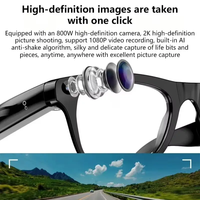 Lenovo New Upgrade Smart AI Glasses 1600W HD 8K Shooting Camera Photo Voice Call Translation Bluetooth AI Motorcycle Glasses
