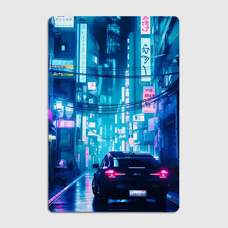 

Cyberpunk night Metal Plaque Pub Painting Wall Mural Printed Sign Tin Sign Poster