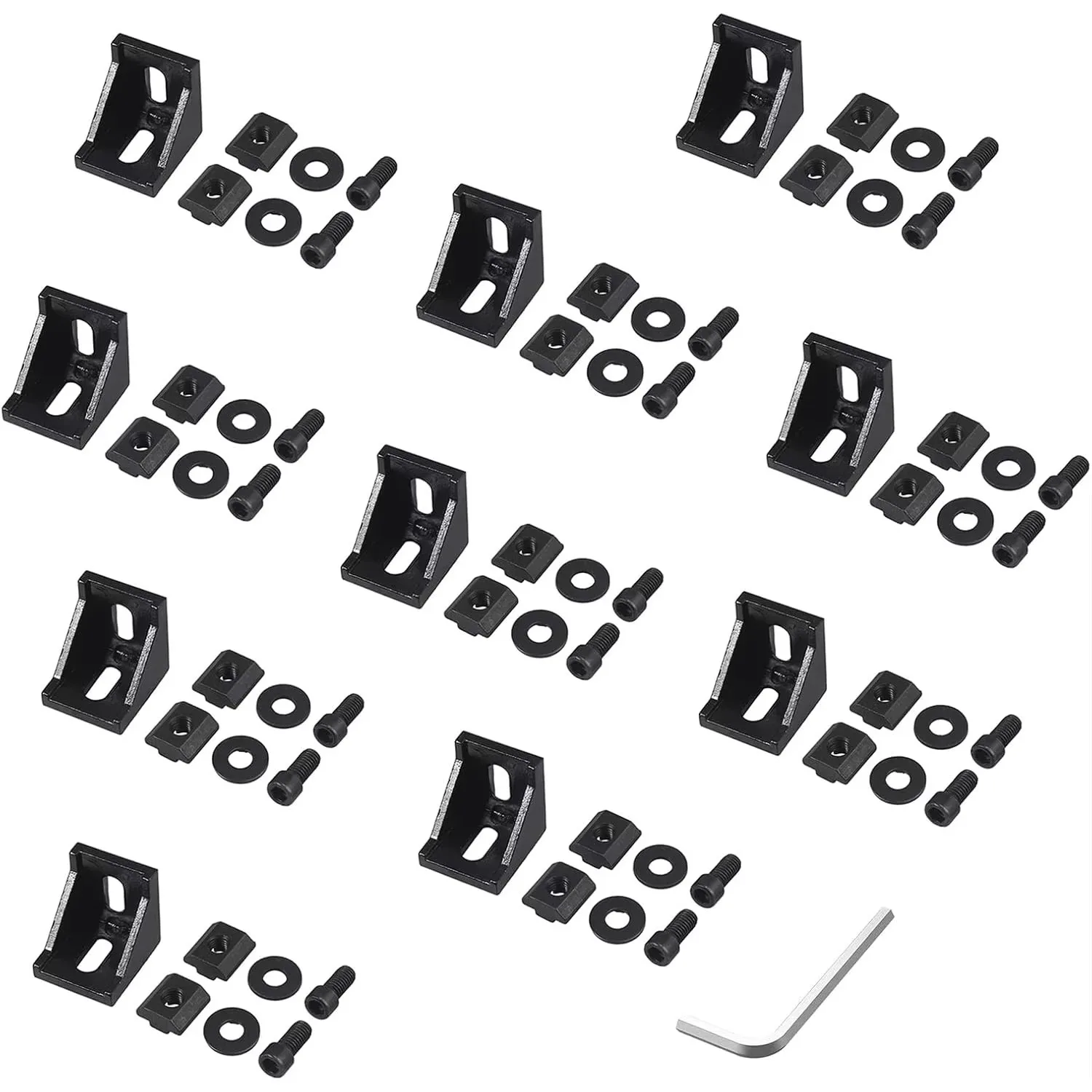 

10 Sets 2020 Series Aluminum Profile Connector Corner Brackets 2020 Hardware Corner Mounting Bracket Black