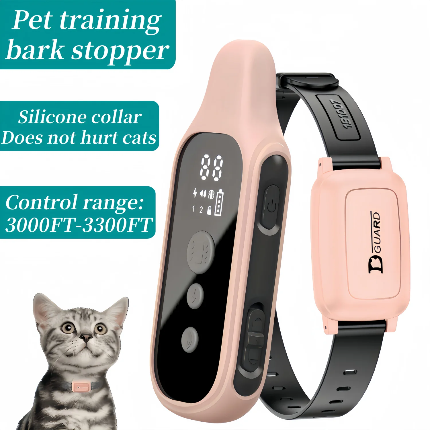 

YHLC 800mm Cat Training Collar,Cat Shock Collar with Remote ,Cat Stop Meowing Collar, Cat Remote Control Collar Pet Products