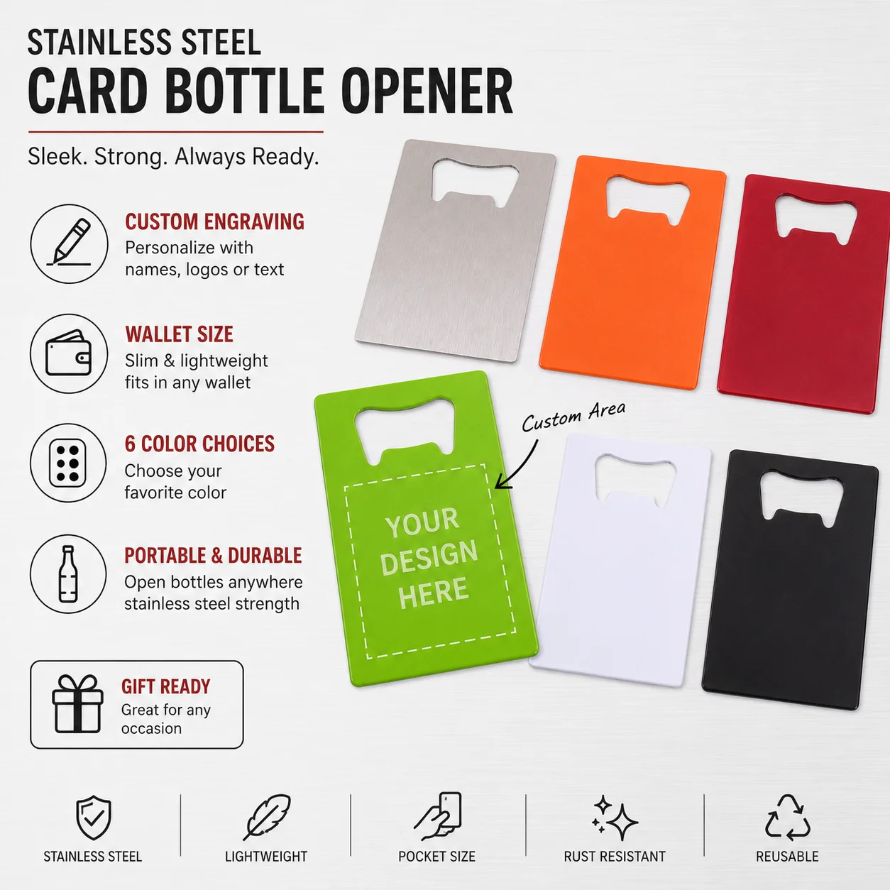 Credit Card Custom Text Beer Bottle Opener Personalized Name Opener Tool Laser Engraving Portable Customized Text Beer Opener view 5