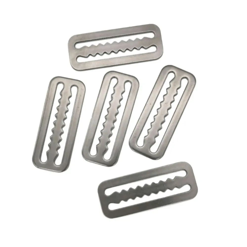 1/5PCS Slide Keeper Ring Diving Weight Belt Stainless Steel Double Slot Structure Strap Buckle Serrated Locking