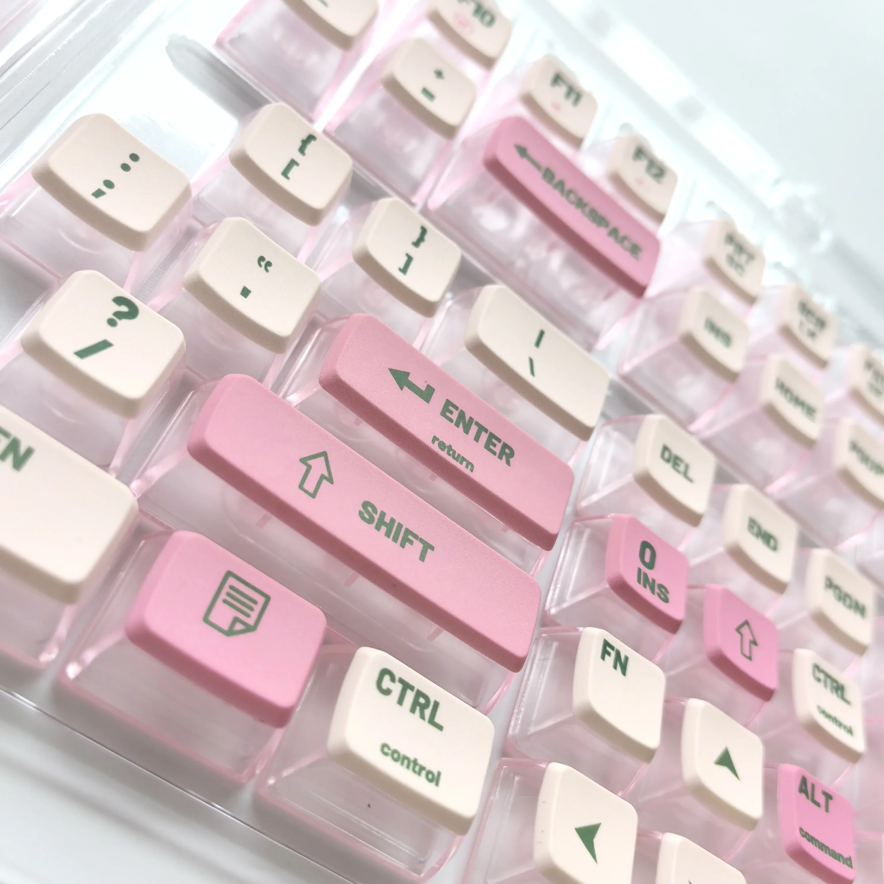 116 คีย์เกาหลี Keycap สีชมพูโปร่งแสงพุดดิ้ง Keycap ASA PBT PC ขนาดเล็กสีสดคีย์บอร์ดฤดูใบไม้ผลิ Hangul Keycaps