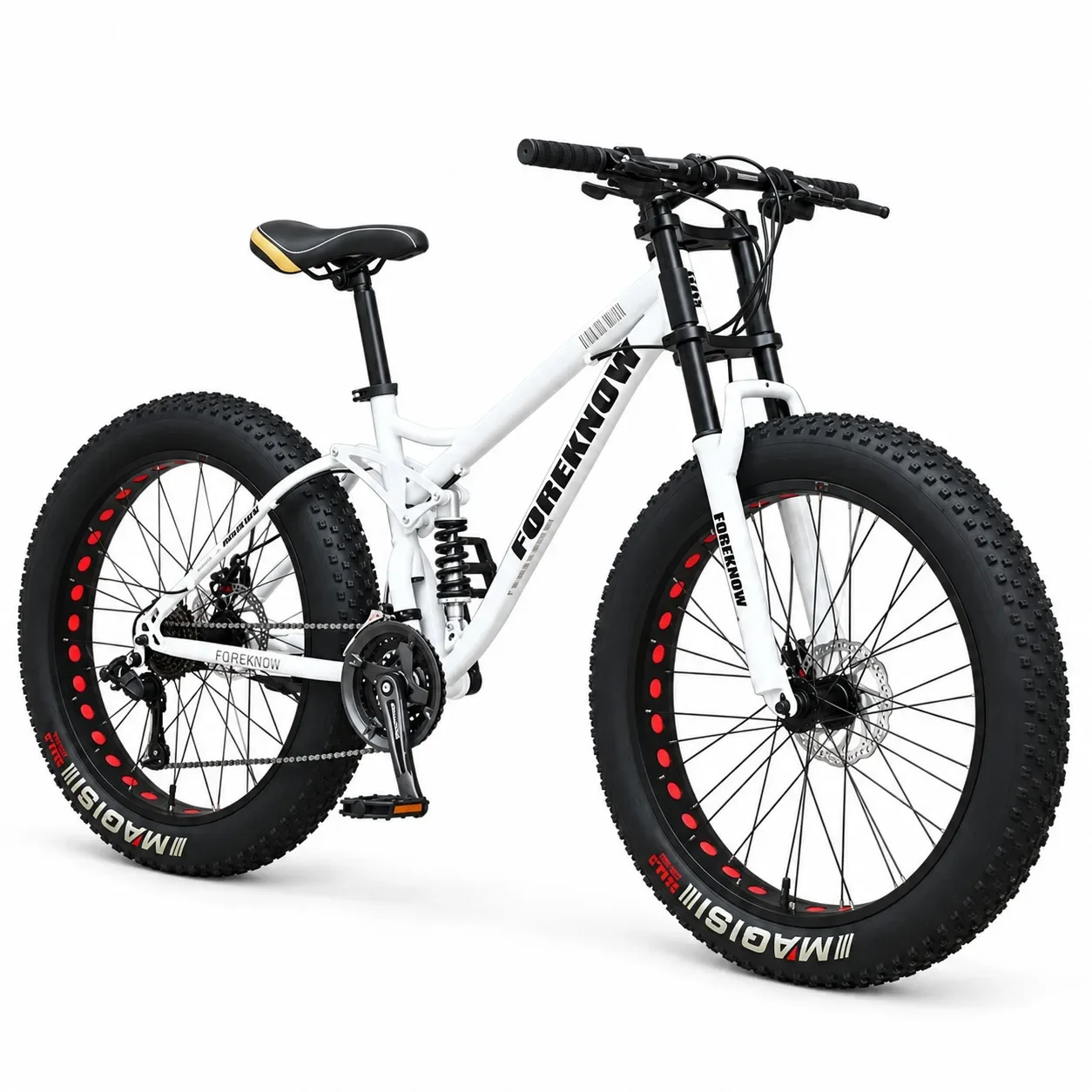 Adult Off-Road Mountain Bike 26-Inch White Spoke Wheels Shock Absorption Bicycle for Men Women