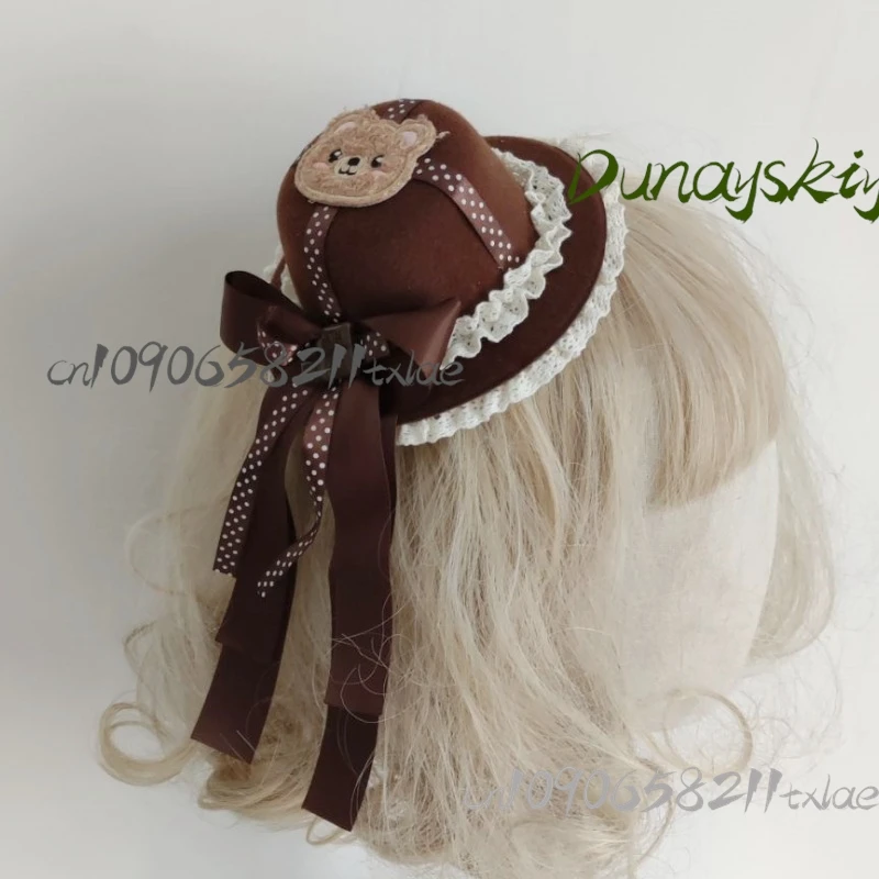 Chocolate Bear Beret Hair Clip Kawaii Tiramisu Coffee-Colored Lolita Headwear Cos/Halloween Japanese Sweet Style Hair Accessory