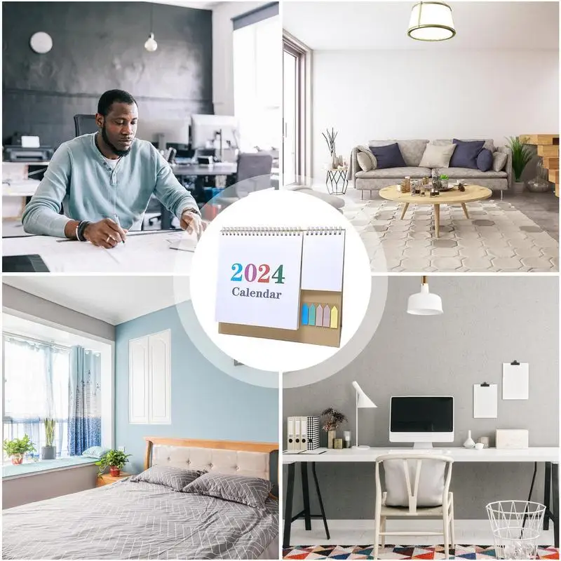 2024 Calendar Desk Small Office Calendar Paper Desktop Calendars English Table Decor Daily Adornment Planner