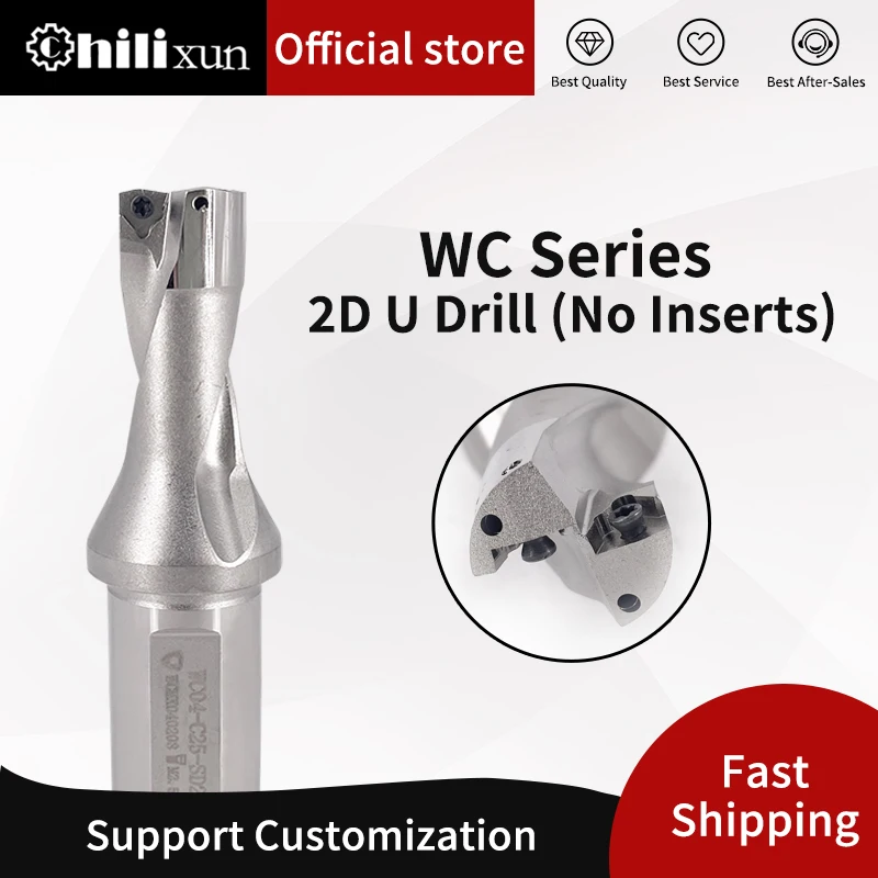 

HILIXUN 2x Diameter Short Length U Drill WC Series with Tungsten Carbide Inserts Internal Coolant Holes for CNC Machining Center