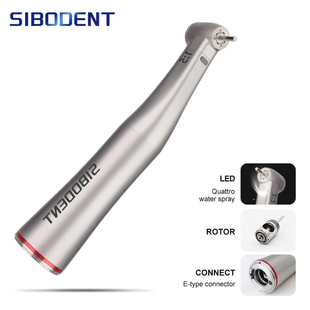 

Dental 1:5 increasing red ring Fiber optic contra angle handpiece Push Button dental handpiece dentist tools