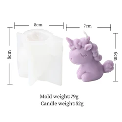 3D Cartoon Unicorn Animals Candle Molds Silicone Home Decor Epoxy Resin Candle Molds Candle Making Plaster Polymer Clay Molds