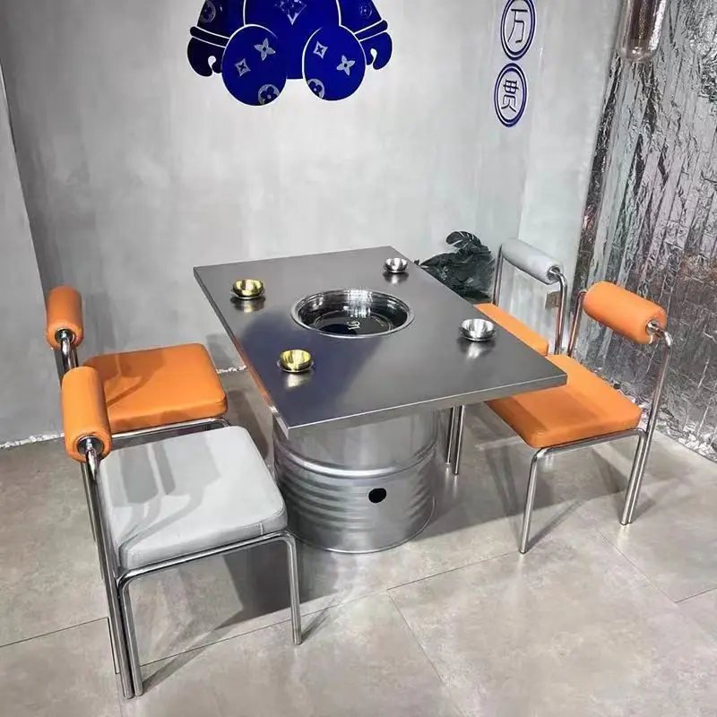 Stainless steel table, smokeless electric charcoal baking integrated table