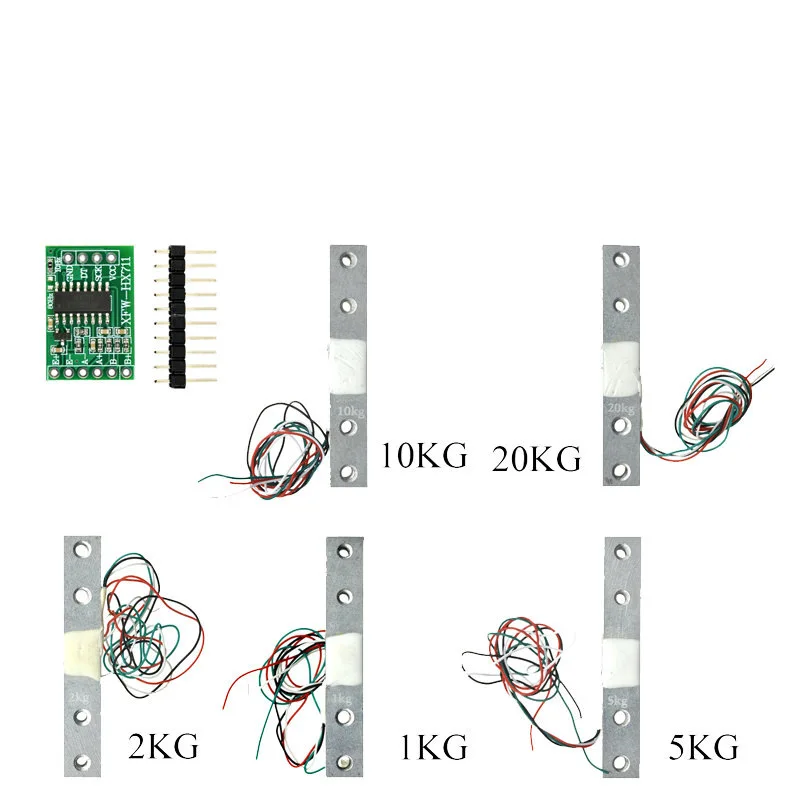 Load Cell Weight Sensor Kit - 1KG/5KG/10KG/20KG, HX711 Module, Aluminum Alloy, Electronic Scale Sensor
