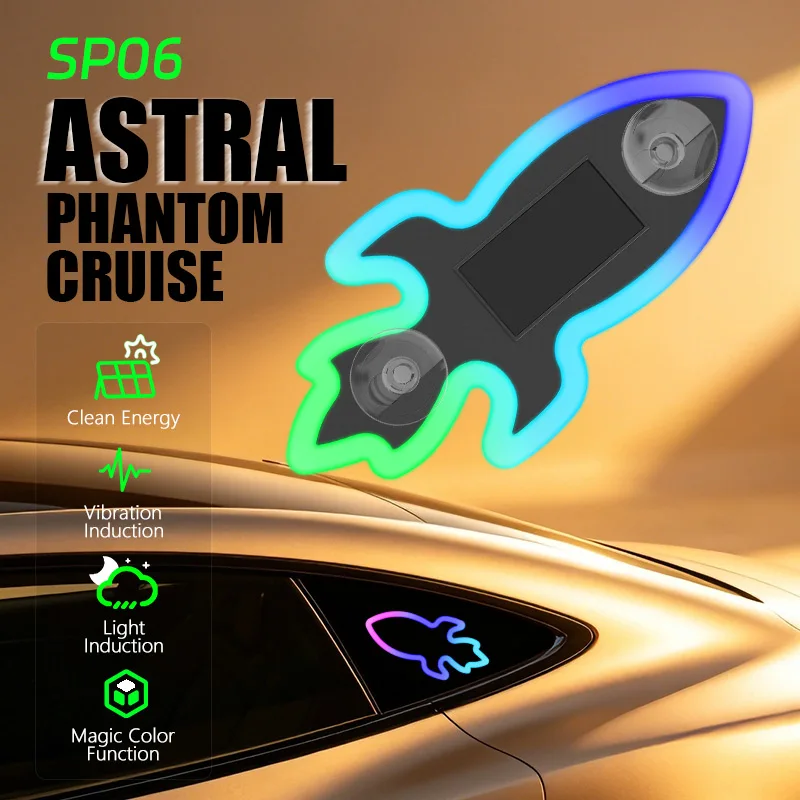 Solar powered car interior color ambient light Rocket Star navigation rainbow anti rear end collision cruise warning light