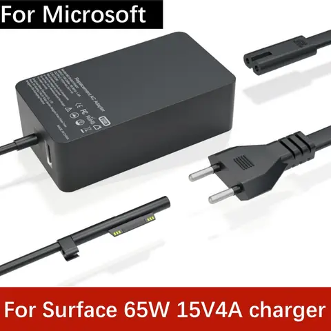 Surface 65W 15V4A Charger For Microsoft Tablet 2 in 1 Surface Pro3/4/5/6/7/8/9/10/X, Laptop1/2/3/4/5, Go1/2/3 Book1 Power Adapte
